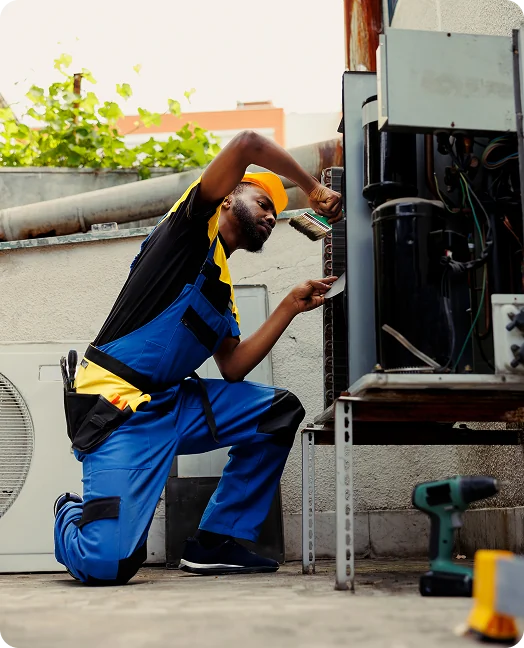 Professional maintaining a home installation